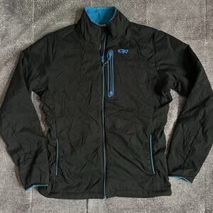 Men's Outdoor Research Ascendant Hoody Fleece Lined Black Blue Light Jacket Sz L